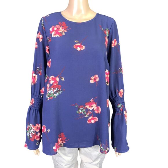 Isabel Maternity Womens Floral Bell Sleeve Pullover Blouse Tunic Top XS - Picture 2 of 11